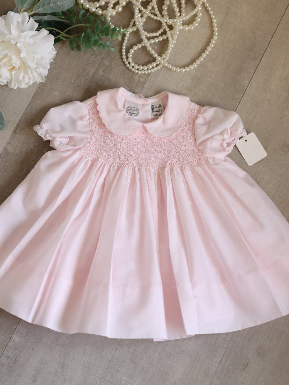 Pink Smocked Heirloom Float Dress Scalloped Embroidery Sarah Louise 6 Months